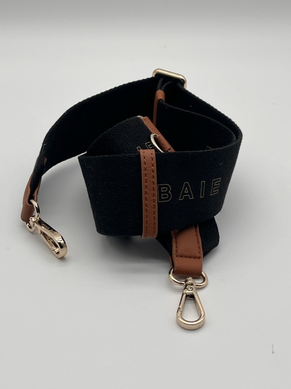 Bair Black Brown Adjustable Crossbody Strap Gold Hardware Length 33.75" - 48.75"